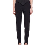 Pantaloni a vita alta con staffe in nero 