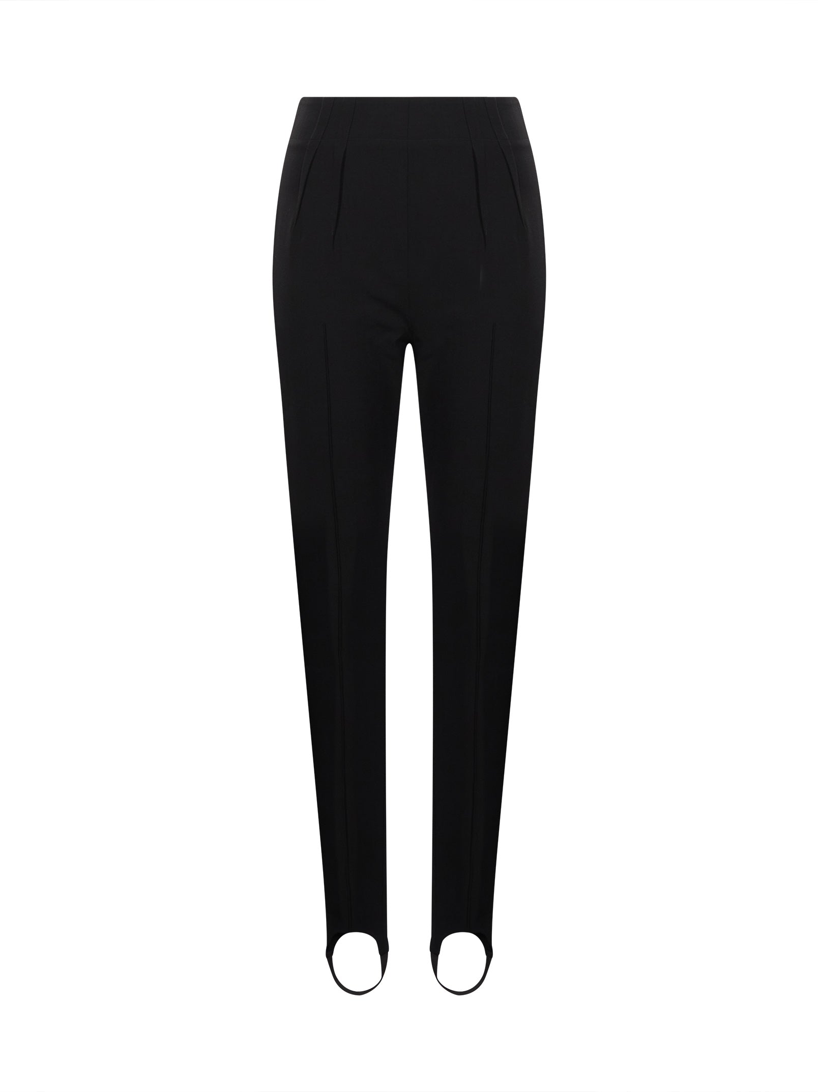 Pantaloni a vita alta con staffe in nero 
