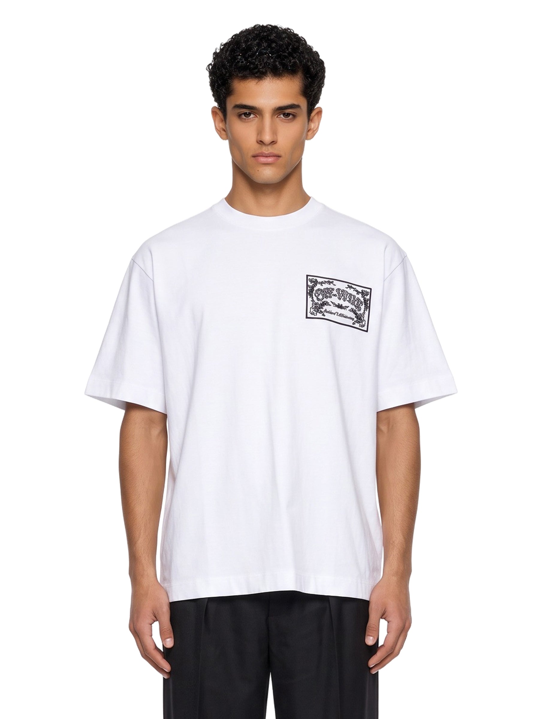 T-shirt Paisley Label Skate in bianco 