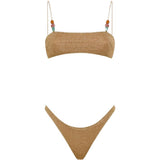 Bikini bandeau Lumiere in oro 
