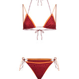 Bikini double gem con cristalli in rosso e arancione 