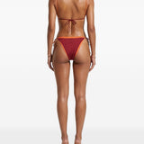 Bikini double gem con cristalli in rosso e arancione 
