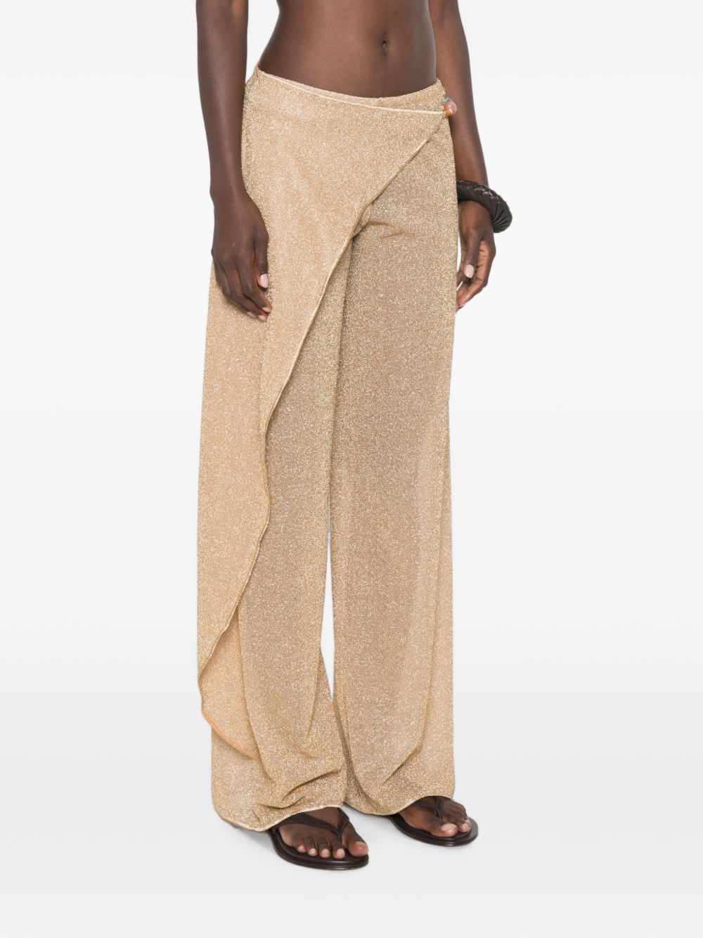 Pantaloni pareo con perline Lumiere in oro 
