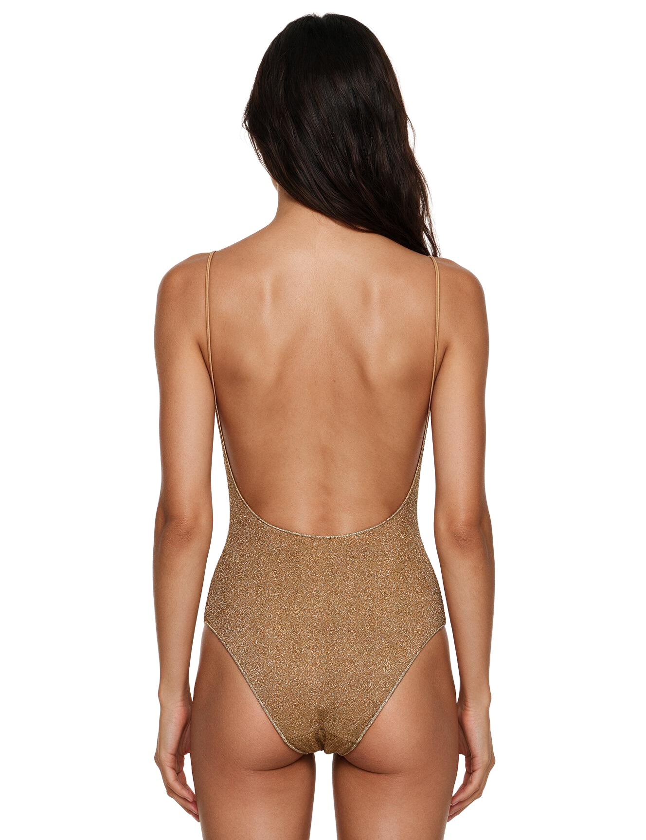 Costume da bagno metallizzato con perline color oro 