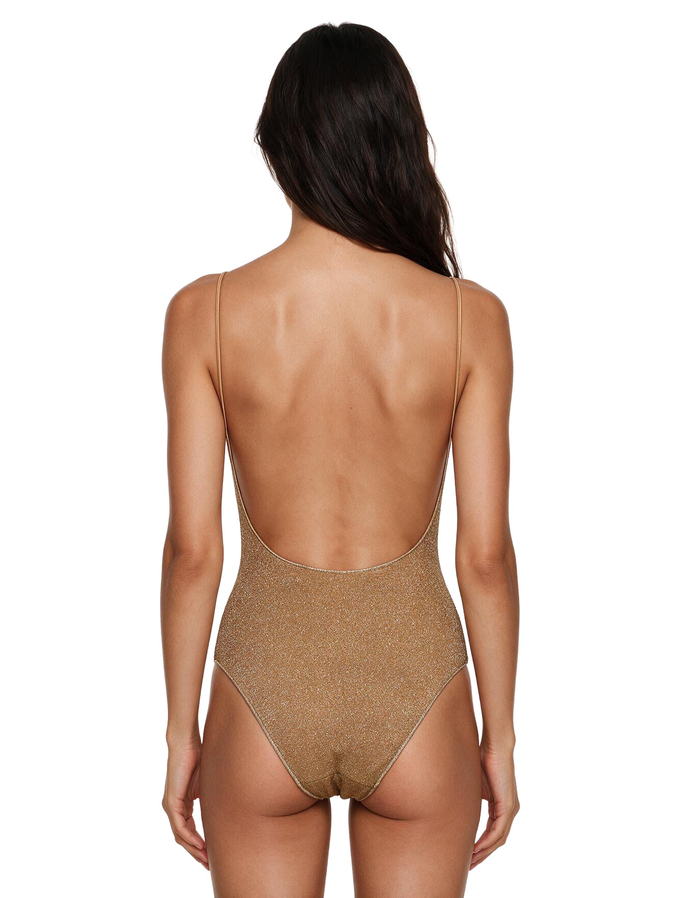 Costume da bagno metallizzato con perline color oro 