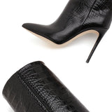 Stivali Stiletto effetto pelle di coccodrillo in nero 