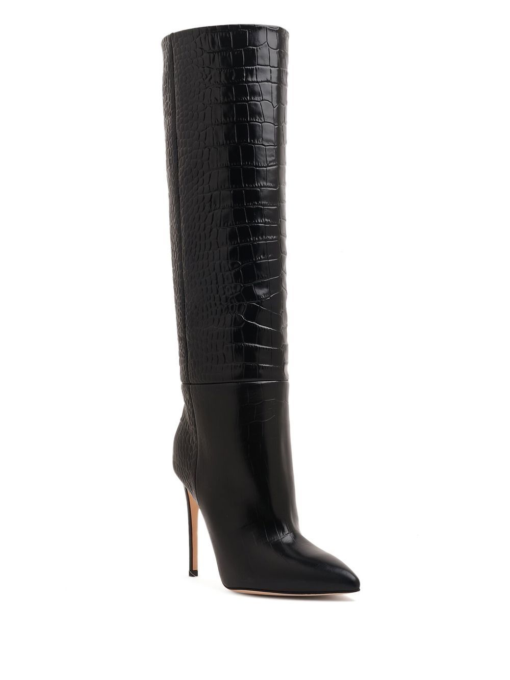 Stivali Stiletto effetto pelle di coccodrillo in nero 