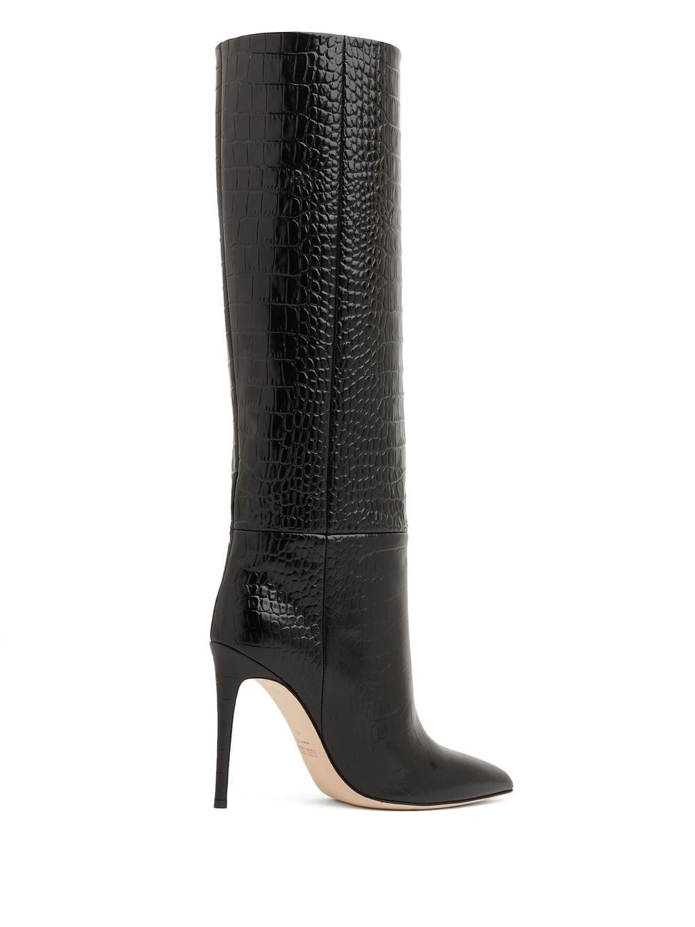 Stivali Stiletto effetto pelle di coccodrillo in nero 