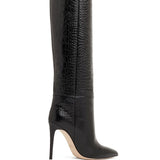 Stivali Stiletto effetto pelle di coccodrillo in nero 