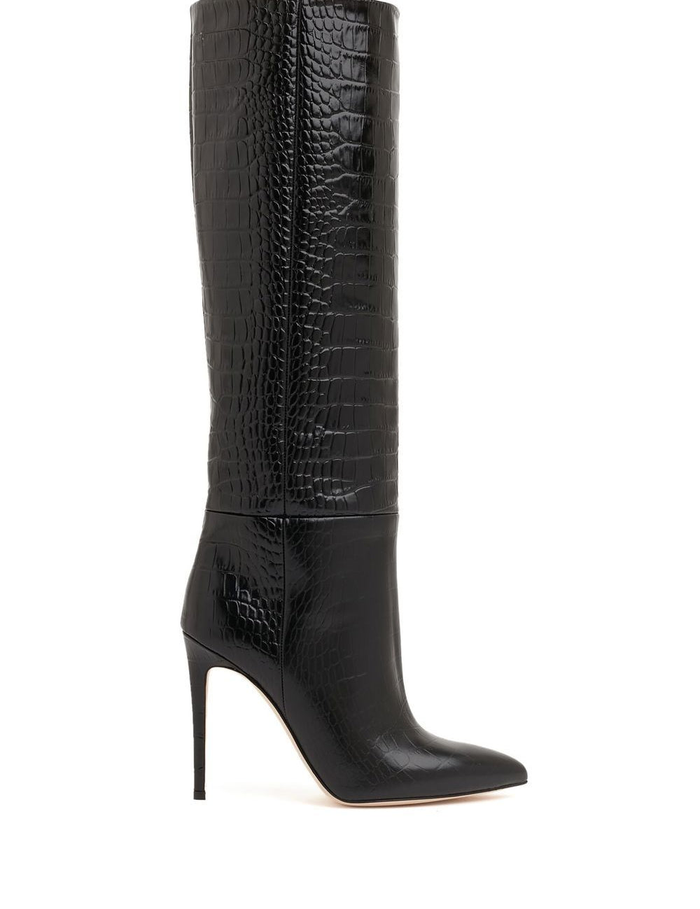 Stivali Stiletto effetto pelle di coccodrillo in nero 
