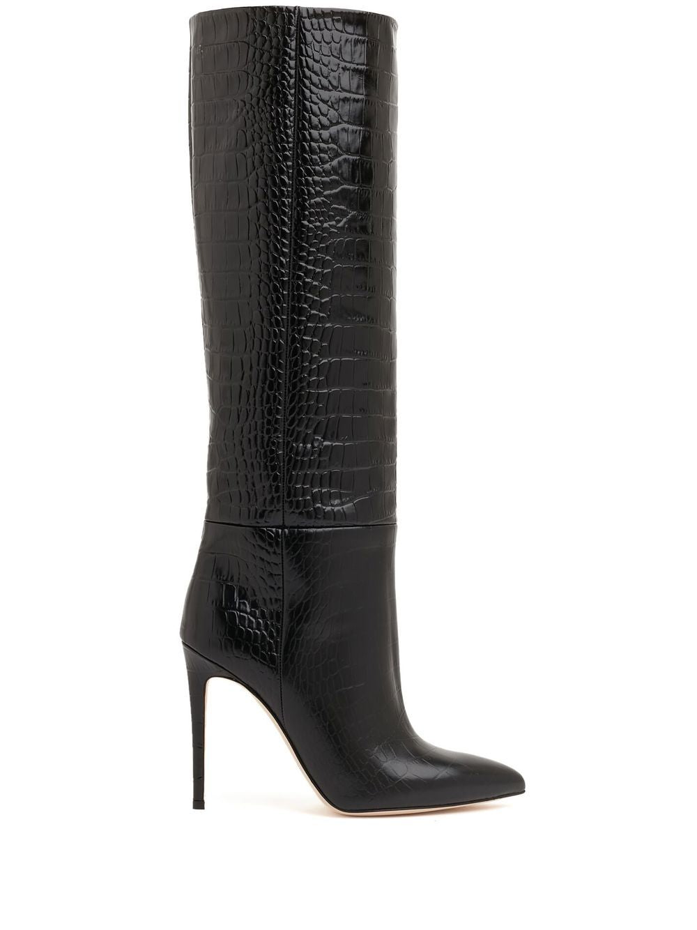 Stivali Stiletto effetto pelle di coccodrillo in nero 
