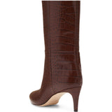 Stivali Stiletto effetto coccodrillo in marrone 