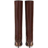 Stivali Stiletto effetto coccodrillo in marrone 