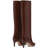 Stivali Stiletto effetto coccodrillo in marrone 