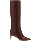 Stivali Stiletto effetto coccodrillo in marrone 