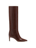 Brown Crocodile-Effect Stiletto Boots