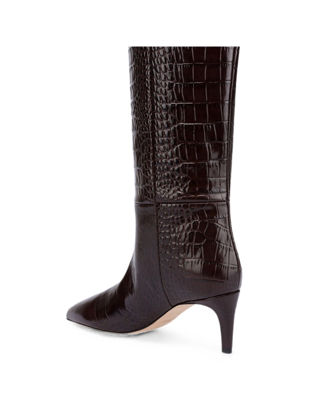 Stivali Stiletto effetto coccodrillo in marrone cioccolato 
