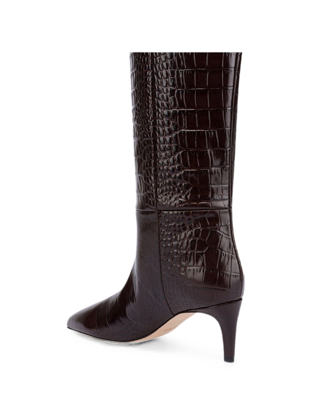 Stivali Stiletto effetto coccodrillo in marrone cioccolato 