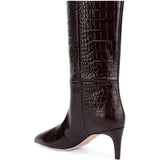 Stivali Stiletto effetto coccodrillo in marrone cioccolato 