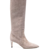 Stivali Stiletto effetto scamosciato in taupe 