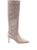 Taupe Suede Effect Stiletto Boots
