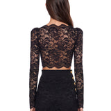 Top crop in pizzo in nero 