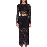 Top crop in pizzo in nero 