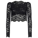 Top crop in pizzo in nero 