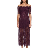 Abito midi in pizzo nero 