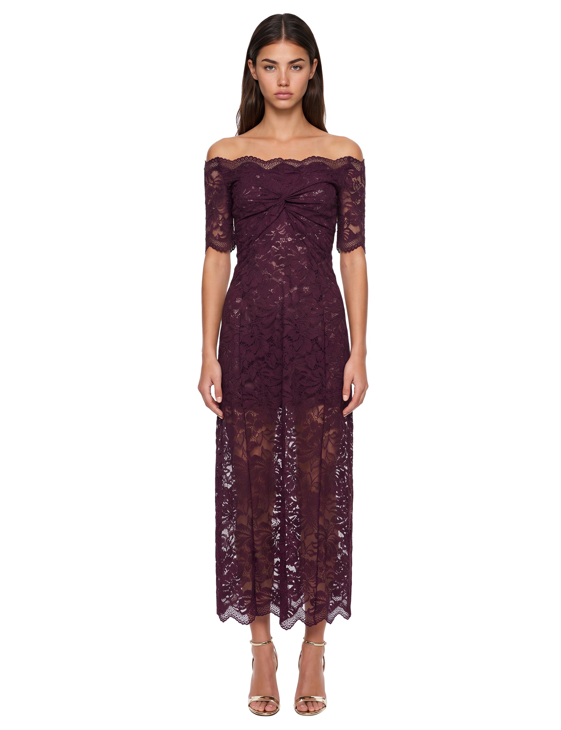 Abito midi in pizzo nero 