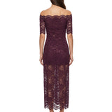 Abito midi in pizzo nero 