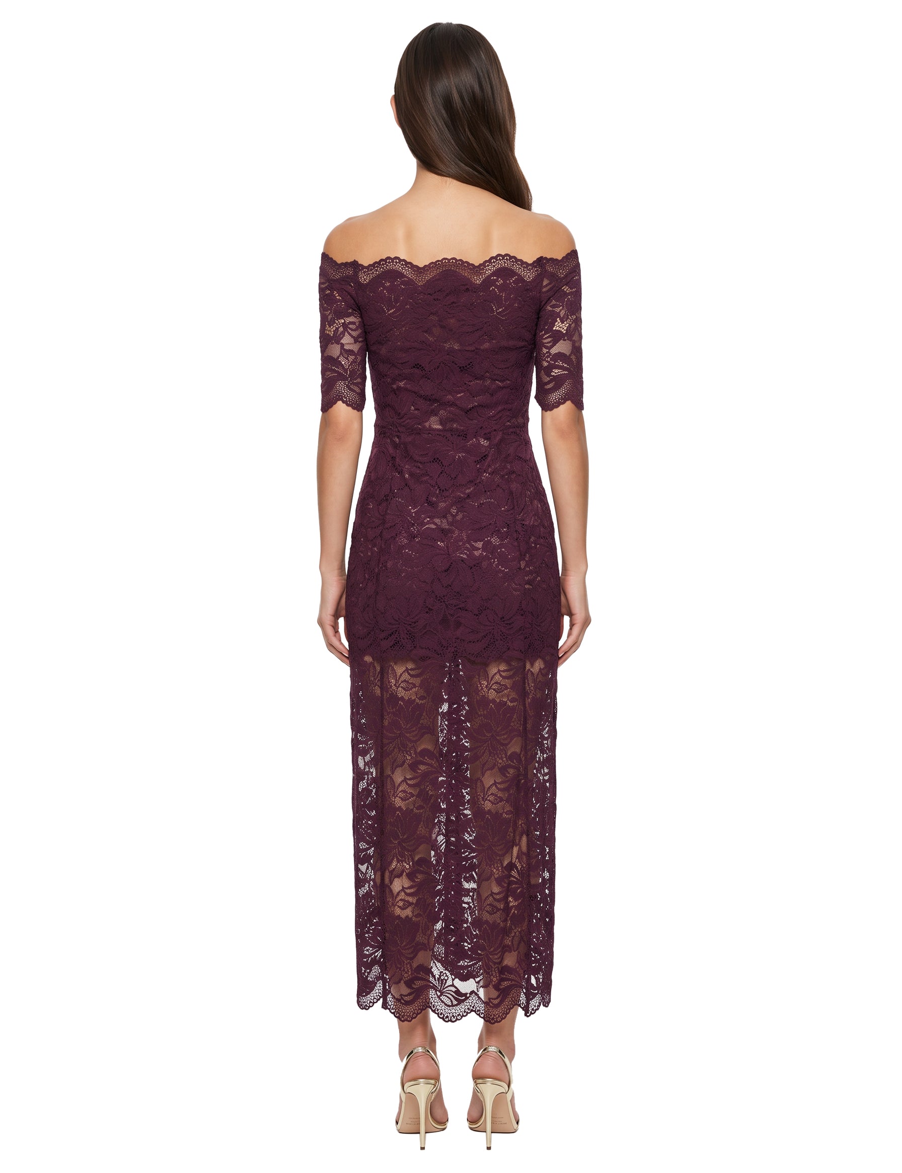 Abito midi in pizzo nero 