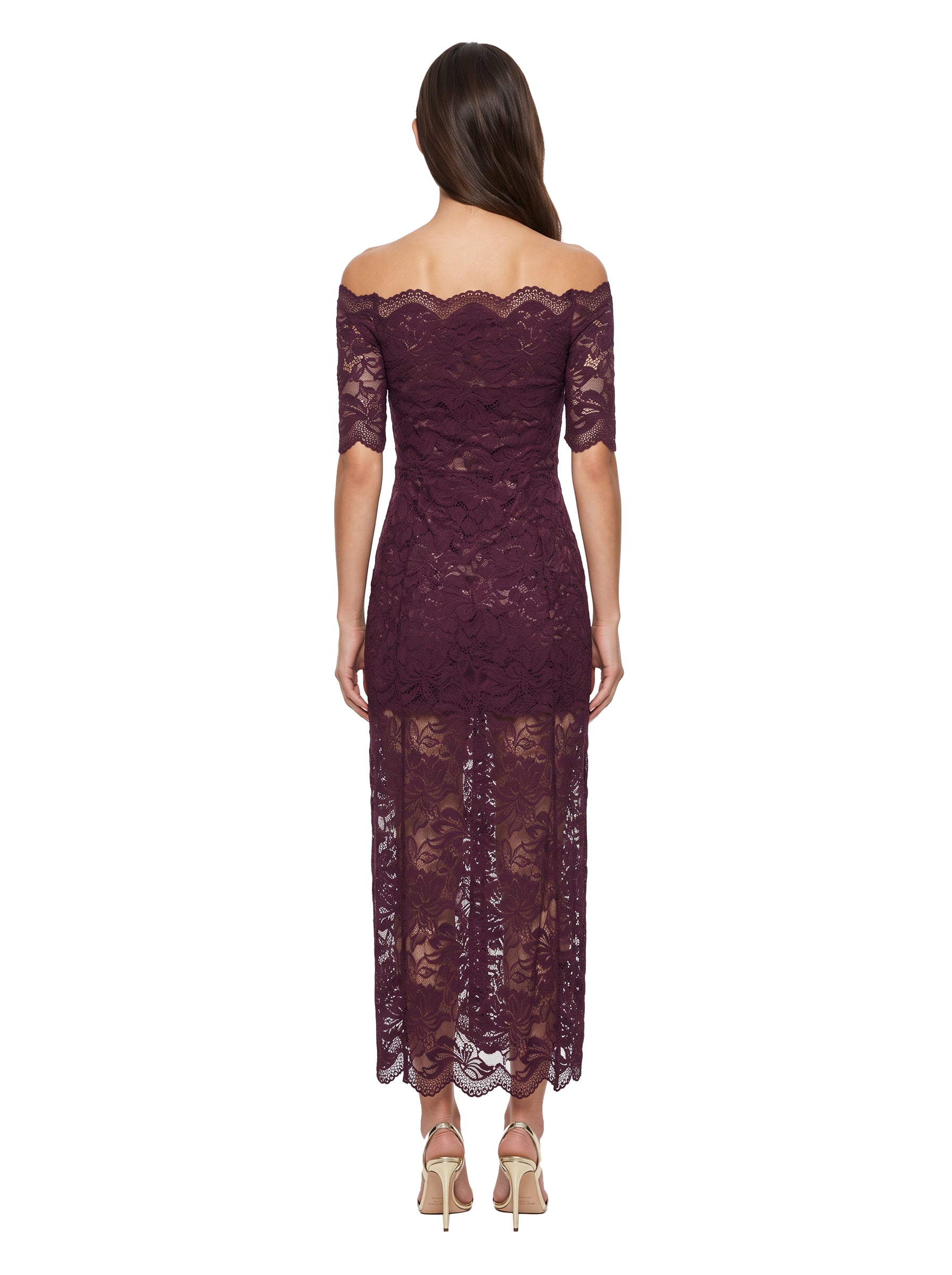 Abito midi in pizzo nero 