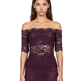 Top in pizzo viola 