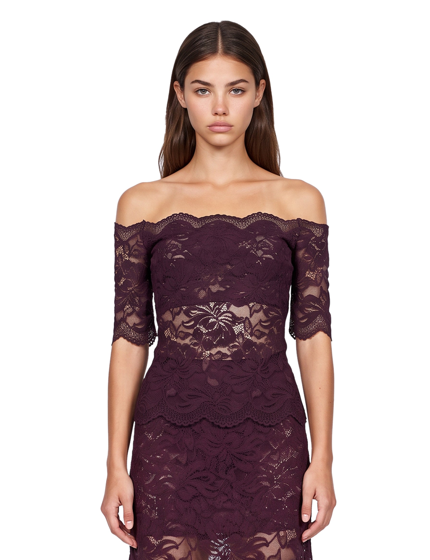 Top in pizzo viola 