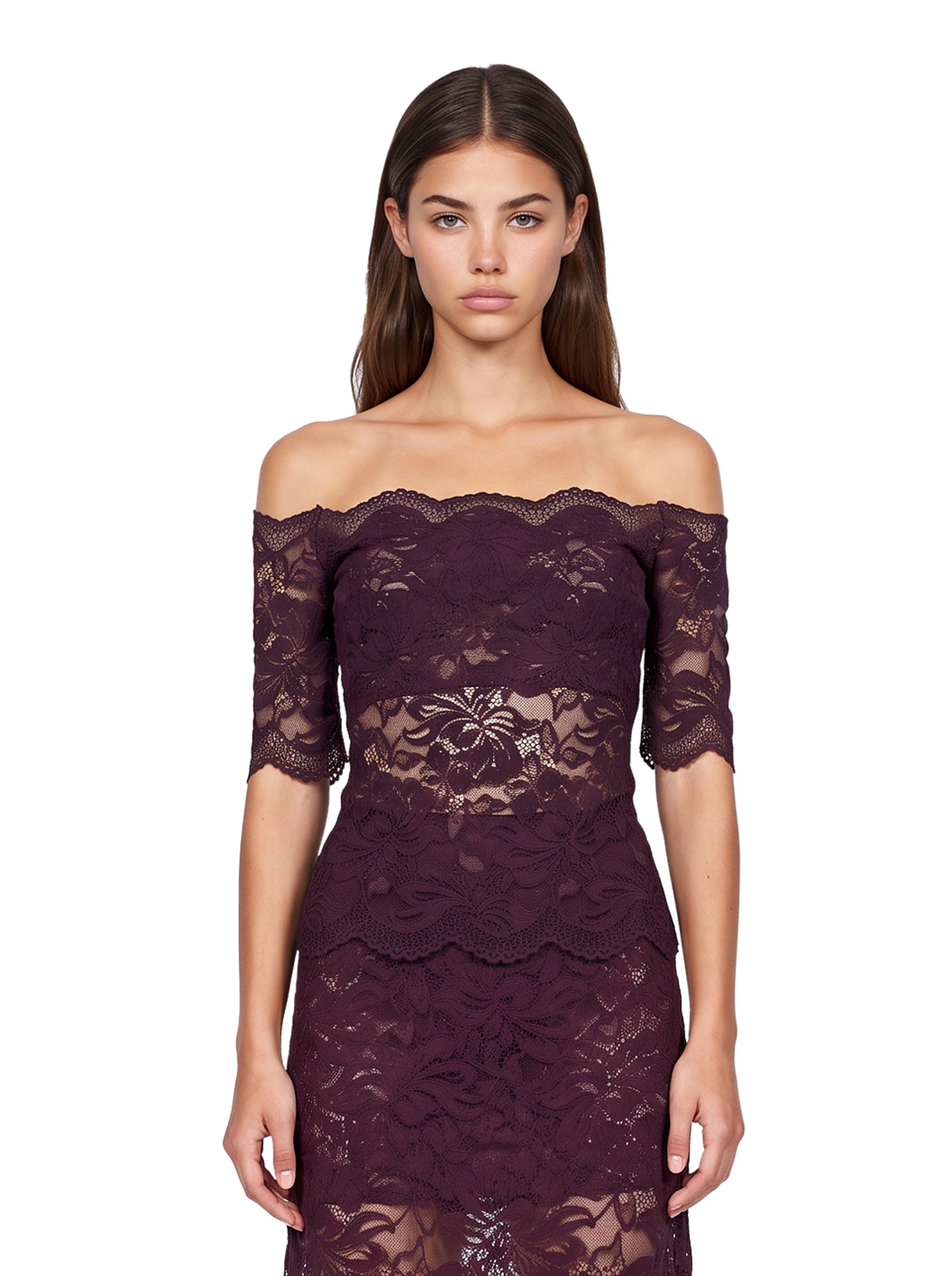Top in pizzo viola 