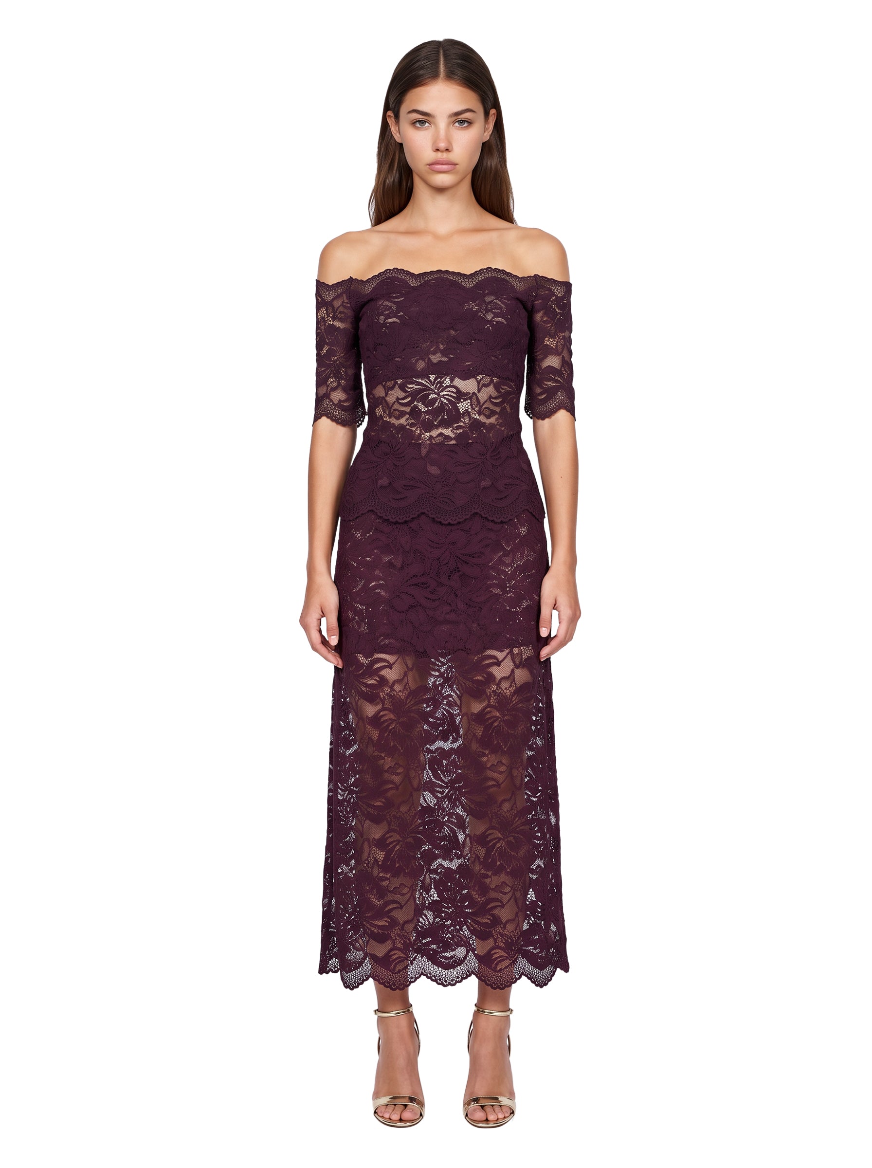 Top in pizzo viola 