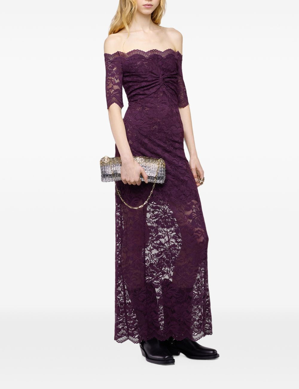 Clutch in maglia metallica bicolore in Skyline oro e argento 