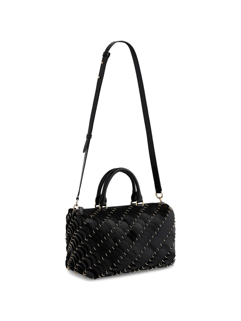 Borsa sac a main con dischi in pelle nera 