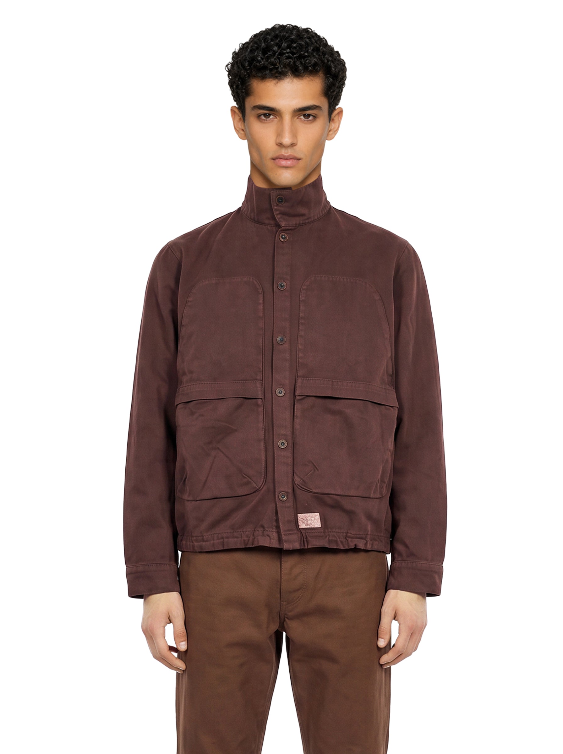 Giacca camicia in cotone marrone 