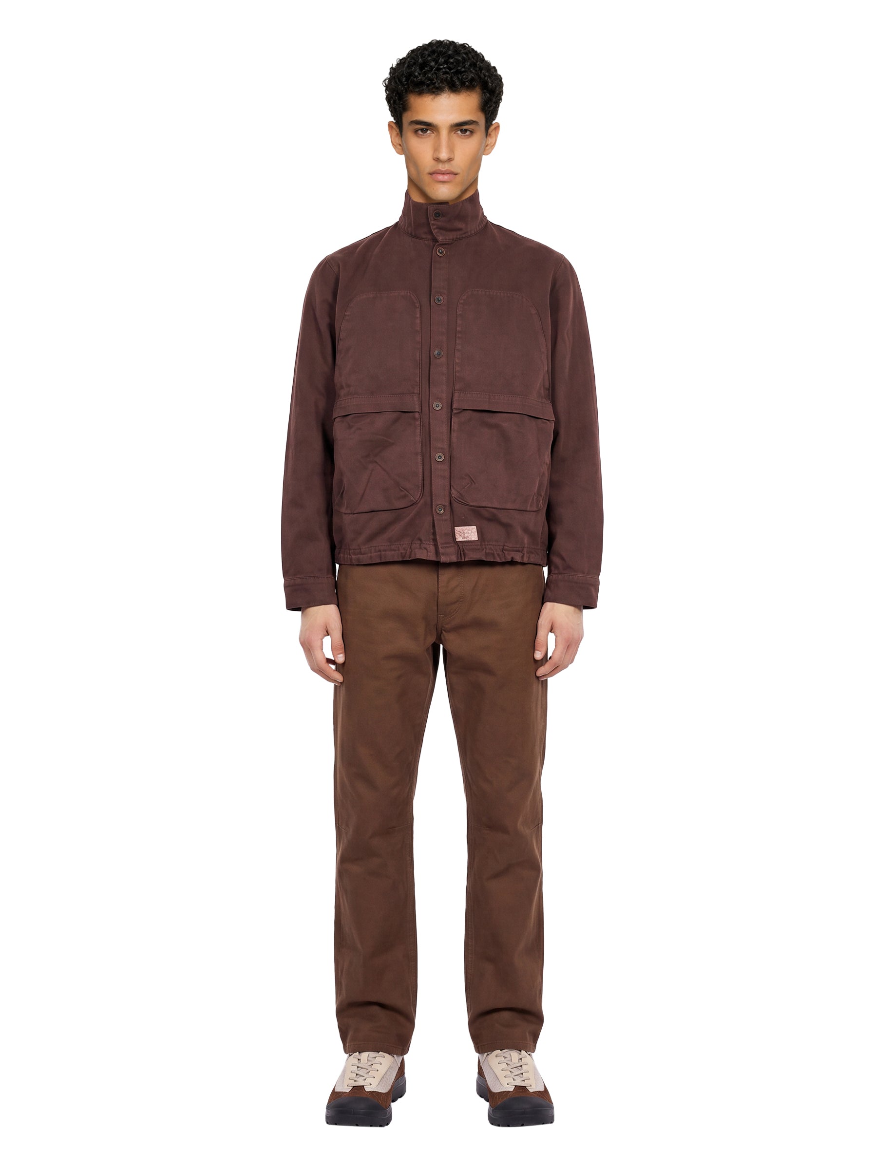 Giacca camicia in cotone marrone 