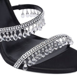 Sandali Chandelier con cristalli in nero 