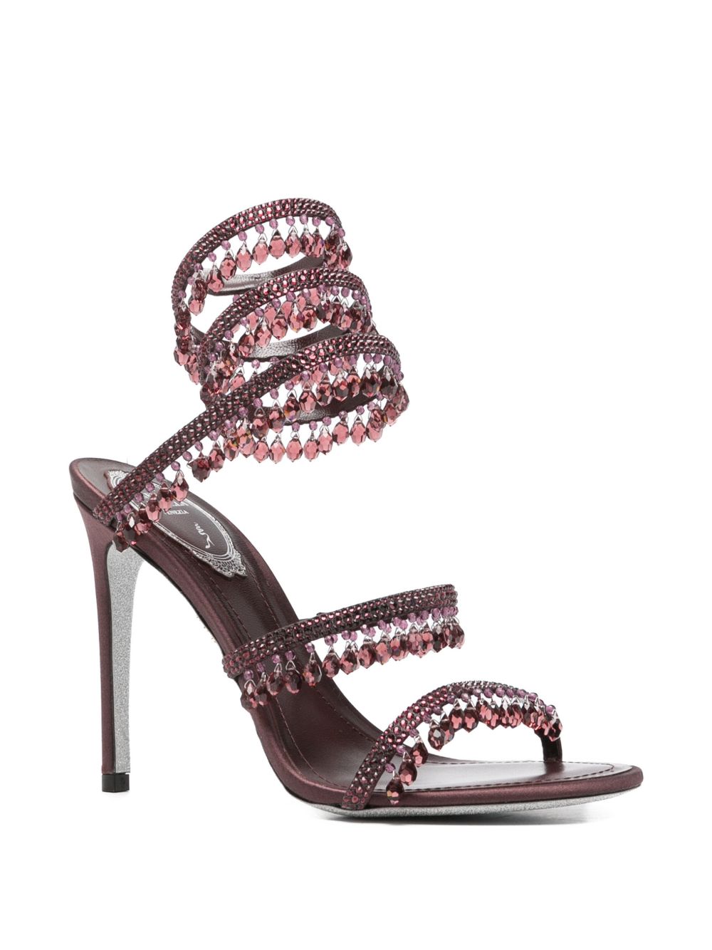 Sandali con cristalli chandelier in bordeaux Rene caovilla - donna 