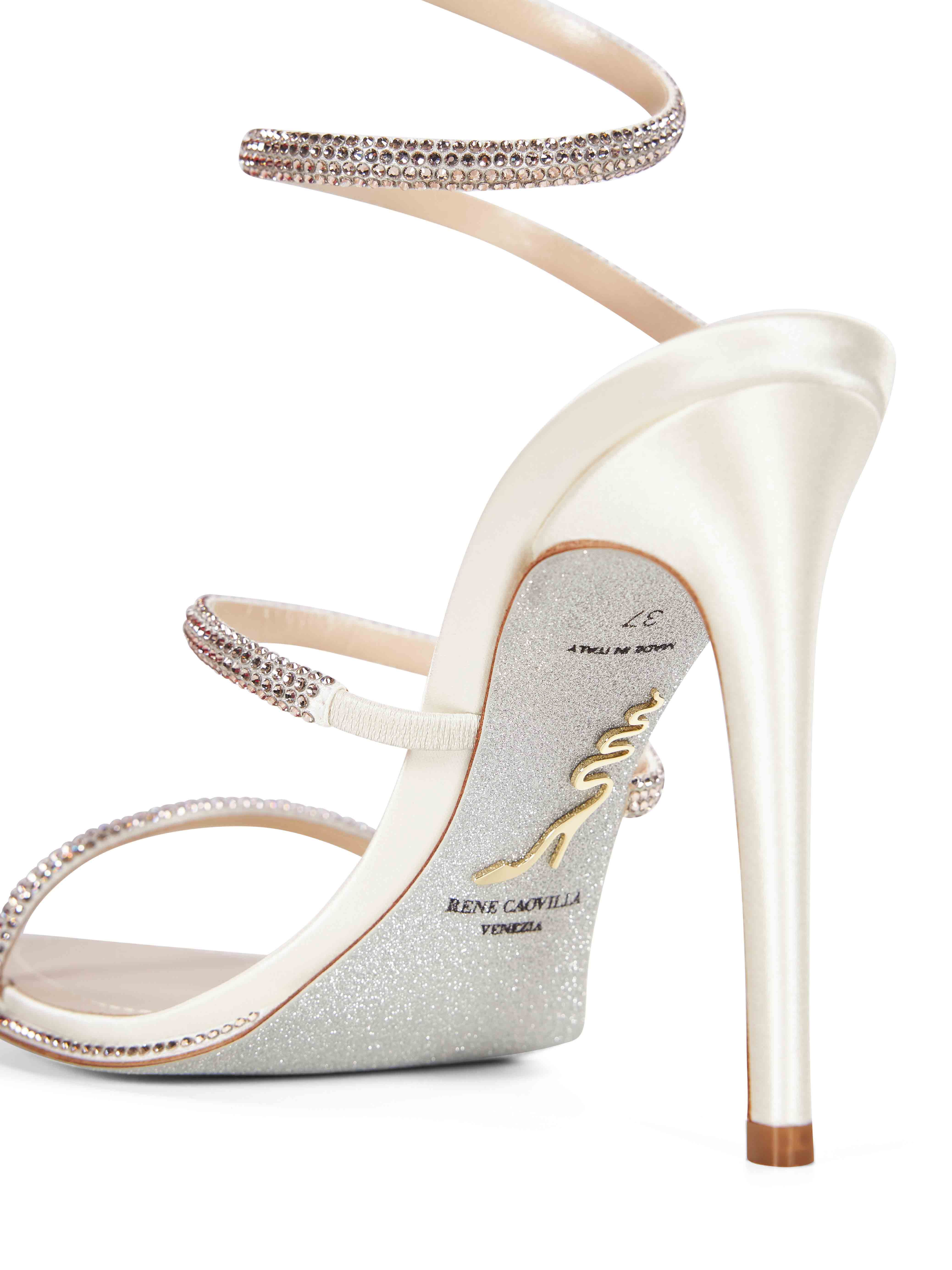 Sandalo Cleo con strass in avorio 