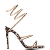 Sandalo juniper con stampa animalier rene caovilla - donna 