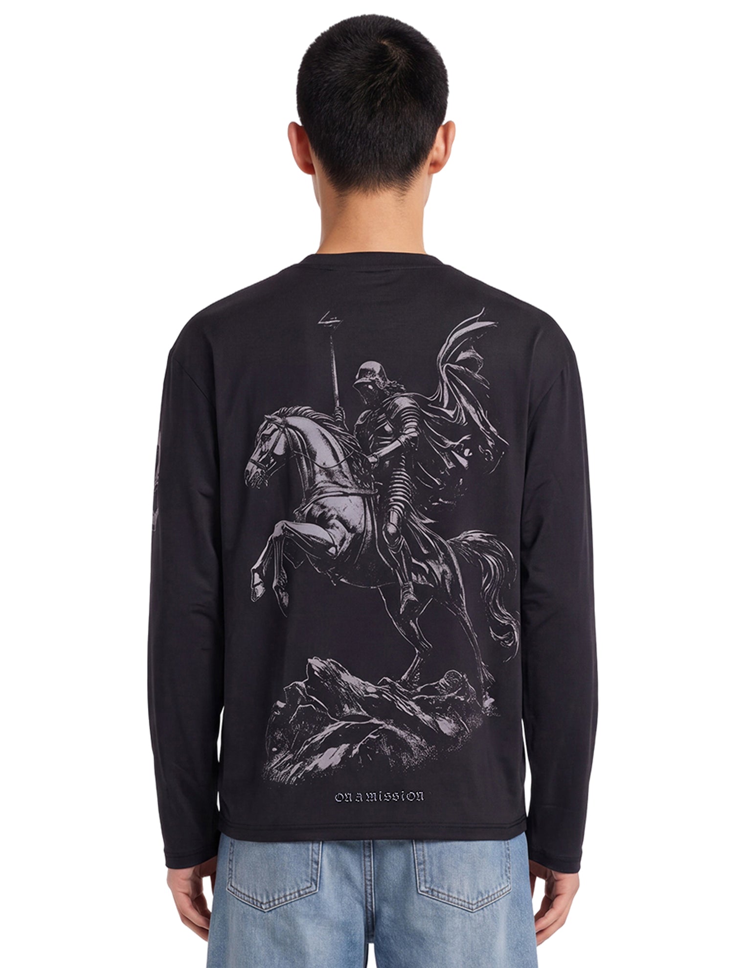 T-shirt a maniche lunghe 247 nobel in nero 