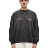 T-shirt a maniche lunghe Eagle in nero 