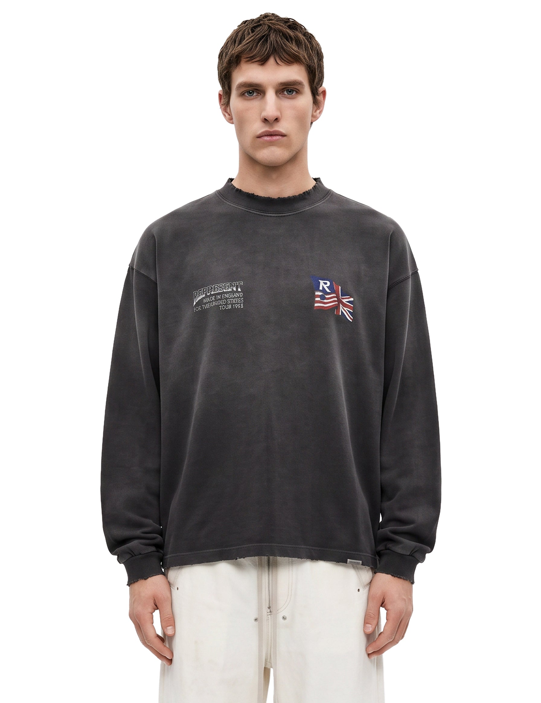 T-shirt a maniche lunghe Eagle in nero 