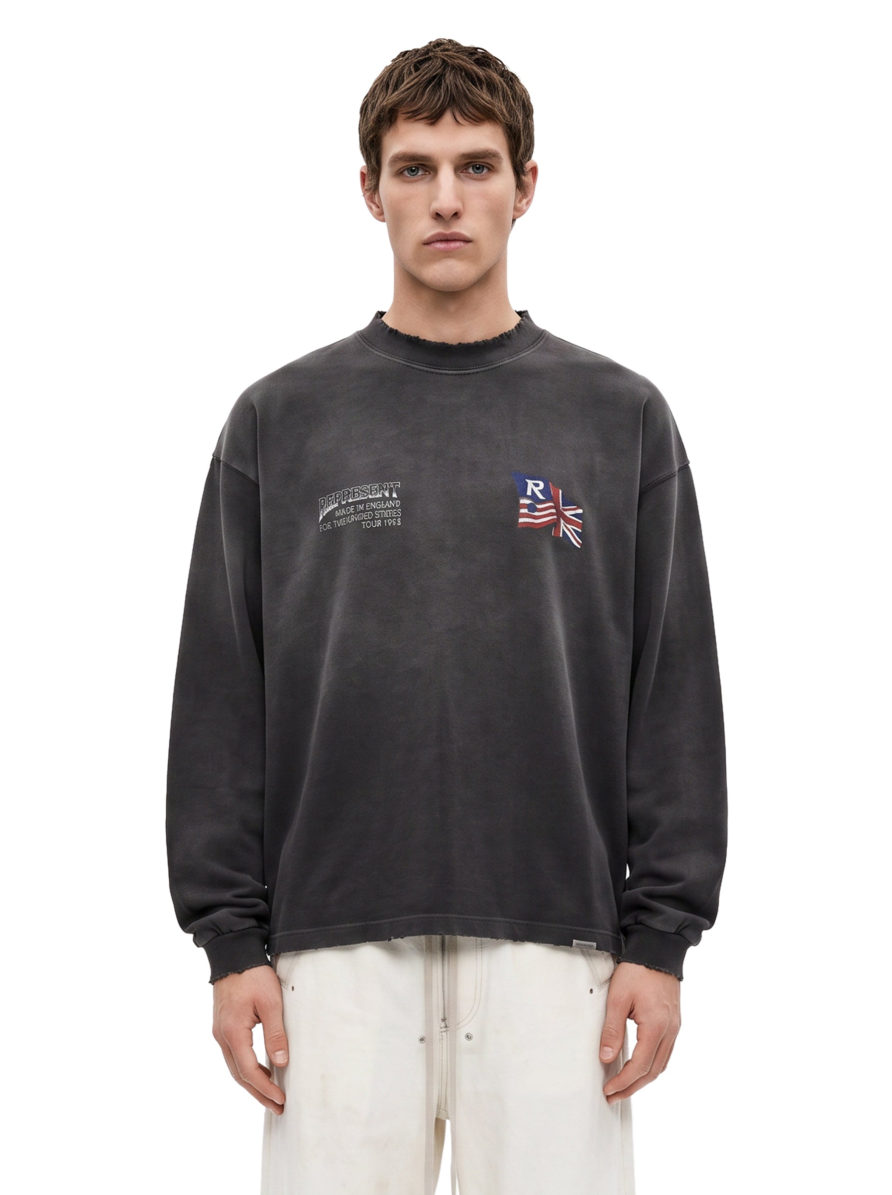 T-shirt a maniche lunghe Eagle in nero 
