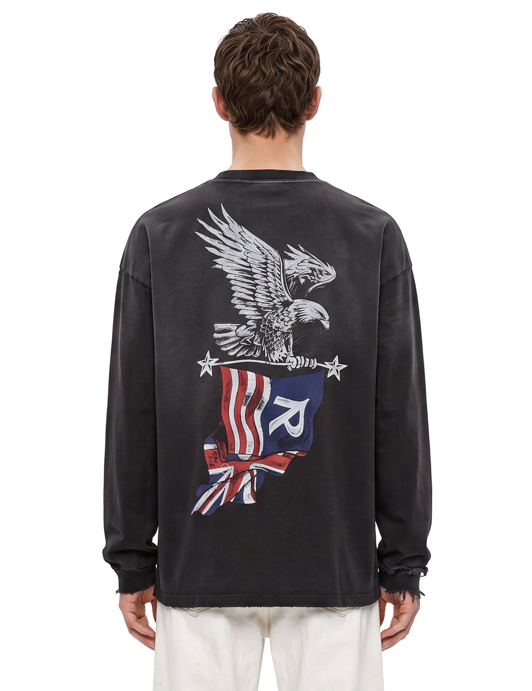T-shirt a maniche lunghe Eagle in nero 
